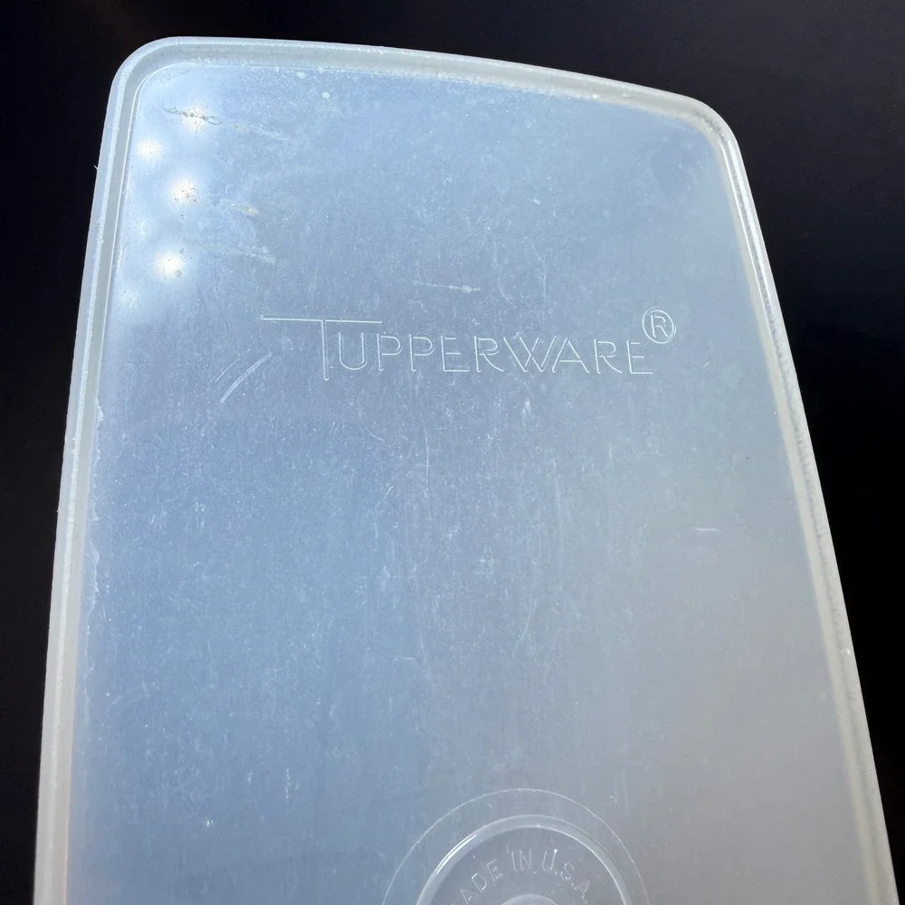 Tupperware Modular Mates Super Oval 4 Blue Flip Top Lid Clear 16.5 Cup Container